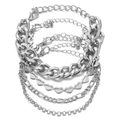Set di 5 bracciali con ciondoli a farfalla e cuore in argento per donna - Catena Cuore Argento