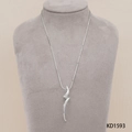 Minimalist silver snake chain necklace with abstract twisted pendant on grey mannequin - Silver Necklace (PD1593)