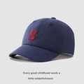 Berretto da baseball blu per bambini con lettera S rossa ricamata su fondo grigio - 48-50cm / Lettera S / Blu