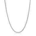 Classic silver stainless steel cable chain necklace in U-shape hanging on white background - 4MM Curb Chain / Steel