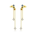 Elegante S925 sterling zilveren kwastjes oorbellen met veelkleurige edelstenen en gouden finish - 925 zilveren naald / Goud/Gekleurde Zirkonia