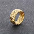 Anillo vintage para hombre de acero inoxidable dorado con textura de cuerda trenzada - US 8 / Color Dorado (KR111746-KJX)