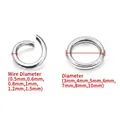 Stainless steel open jump rings for DIY jewelry making showing diameter and wire thickness - 0.8x4mm