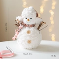 Pupazzo di neve in peluche con sciarpa rosa 18x14x10cm decorazione natalizia da tavolo - Grande