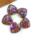 Pendentifs cœur en turquoise impériale avec bélière dorée pour bijoux DIY - Violet Cuivre Doré