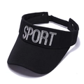 Visera de sol negra con bordado SPORT blanco y correa ajustable para mujer - Negro
