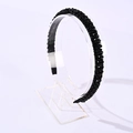 Elegant beaded headband featuring dense black crystal beads on a sleek thin frame - Black