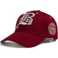 Unisex burgundy cotton baseball cap with silver 3D gothic B embroidery and side logo - Burgundy
