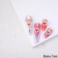 Alloy heart nail art charms with red rhinestones and pearls for Valentine's designs - QFX54-Pearl Chain Heart (8x7mm)