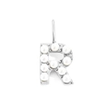 Elegant silver letter R pendant adorned with white pearls for DIY jewelry making - Silver-R