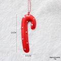 Adorno navideño de bastón de caramelo rojo metálico con puntos blancos sobre piel sintética - Bastón de Caramelo Rojo / 14g