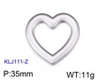 Ciondolo a cuore in acciaio inossidabile argento lucido, misura 35mm, modello KLJ111-Z - Ciondolo a Cuore Grande Argento 35mm (KLJ111-Z)