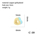 6mm heart shaped bead in gold plated copper with blue enamel finish and 3mm hole size - Blue Edge Heart (C-10)