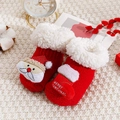 Gemütliche rote Weihnachts-Babysocken mit warmem Futter und 3D-Weihnachtsmann-Dekor - Bärtiger Weihnachtsmann & Stiefel AB Stil / S (0-1 Jahre Anti-Rutsch)