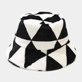 Cappello da pescatore invernale in peluche con motivo a triangoli bianco e nero - M (56-58cm) / Triangolo Geometrico Bianco e Nero (Colore 1#)