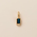 Close-up of gold pendant with rectangular dark blue gemstone and small diamonds detail - Pendant Only / September (Sapphire)