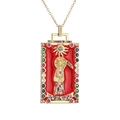 Collar tarot de la muerte en oro con esmalte rojo y circonitas de colores engastadas - Rojo