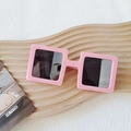 Fashionable pink square frame sunglasses with dark grey UV lenses for women and men - Pink