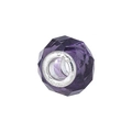 Purple faceted crystal charm bead with 925 silver core for European bracelets - Style 16 (Dark Purple)
