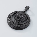 Hip hop black 316L stainless steel lion head pendant with Celtic knot circle - Pendant Only / Black Pendant (KP82802-BDJX)