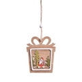 Christmas gift box wooden pendant with laser-cut Santa and pine tree motifs - Gift Box Santa Claus