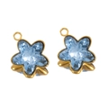 Sky blue star crystal pendant with gold metal rim and loop for DIY jewelry making - 5 Pcs/Pack / Blue Gray / 13mm