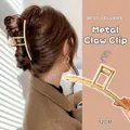Matte gold 12cm metal shark hair claw clip for elegant women's updo hairstyles - 3# Large Matte Gold Rectangular Claw Clip / 11cm