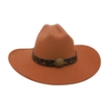 Cappello da cowboy in feltro rosso ruggine con fibbia a stella in bronzo vintage - Taglia unica / Cachi
