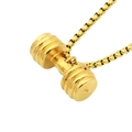 Golden titanium steel dumbbell pendant necklace with box chain for fitness lovers - Gold Pendant Only