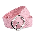Sweet pink braided PU leather dress belt for women with silver metal buckle - Pink