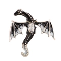 Vintage flying dragon brooch in black and white enamel finish with alloy base - Black White Enamel