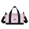 Rosafarbene Nylon-Zylindertasche mit schwarzen Griffen und JLP-Logo vor weißem Grund - Rosa