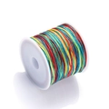 Macro detail of multicolored gradient braided cord on white spool with mirror reflection - Color No. 16