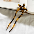 Starfish shaped U-shaped hair pin with brown tortoiseshell pattern and glossy finish - Dark Color