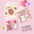 Cartoon bear and rabbit self-adhesive cookie bags in colorful plaid patterns 7x7cm - 3-in-1 Bear Style / 7x7+3cm (Approx. 100pcs)