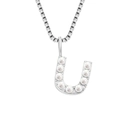 Silver titanium steel necklace with a pearl-inlaid letter U pendant and box chain - U-Steel Color