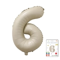 Number 6 cream foil balloon with pearl finish for birthday party celebrations - 40-inch Cream White 6-piece Cardboard Box