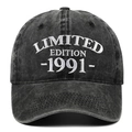 Berretto da baseball regolabile in cotone lavato con ricamo Limited Edition 1991 - Regolabile / Nero
