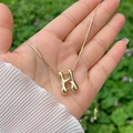 Polished 18K gold plated bubble letter H pendant necklace with a sleek snake chain - Gold H