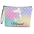 Zeemeermin make-uptas met kleurrijke schubbenprint en handige ritssluiting voor vrouwen - 17*25cm (Linnen) met Riem / Gradiënt Zeemeermin (Stijl 1)