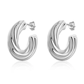 Elegant silver twisted spiral C-shaped hoop earrings with a minimalist polished finish - Spiral Texture C-Shape