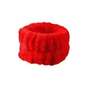Absorbent bright red coral fleece wristband and headband for face washing or sports - Wrist Strap / Red