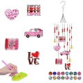 DIY Valentine Diamond Painting Wind Chime Kit with heart shapes and LOVE motifs - Love Truck Style