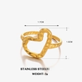 Anillo de corazón martillado dorado en acero inoxidable con banda abierta - Anillo de Corazón / Dorado