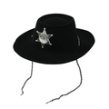 Cappello da sceriffo nero in feltro con distintivo stella argento e sottogola intrecciato - Taglia Unica (58cm) / Nero