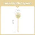 Detailed view of cream ceramic long handle spoon with bear pattern and 16.8cm size mark - Yellow Glaze Line Bear / 16.8cm Twisted Spoon