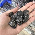 Handheld grey natural stone heart pendant with silver clasp for necklaces and bracelets - Black Flash Stone