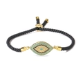 Evil Eye bracelet with black twisted rope and blue cubic zirconia in gold setting - Black Woven Rope-Gold Micro-inlaid Accessories