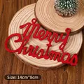 Pack de 5 adornos Merry Christmas con purpurina roja para tartas, tamaño 14x8cm - 5 Uds Letreros Merry Christmas Rojos de 14 cm / 14x8 cm