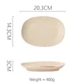 Japanese style stoneware oval pasta plate with sunburst pattern, 20.3cm, 400g weight - Light Colored Chrysanthemum Plate